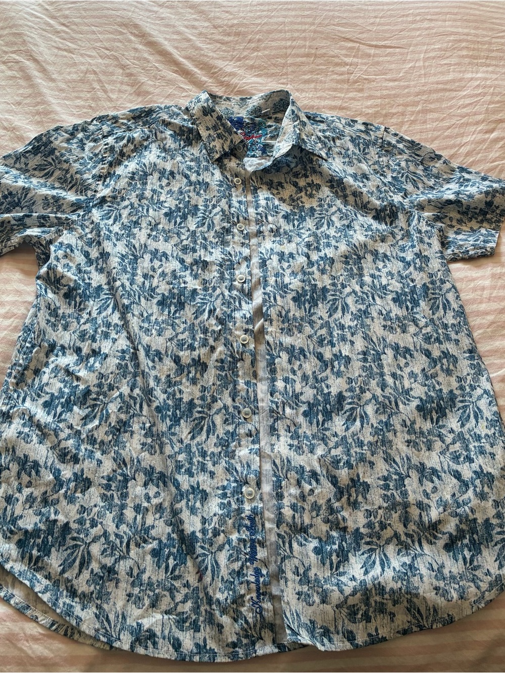 Robert Graham Blue Floral Short-Sleeve Button-Down Shirt